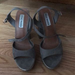 Steve Madden Grey / Silver Block Heels